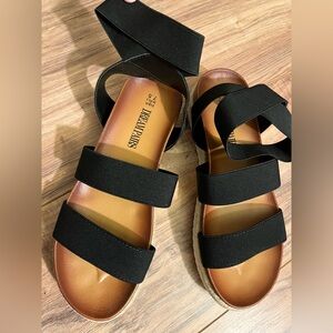 Dream Pairs Women's Platform Wedge Sandals JIMMIE BLACK Size 7.5